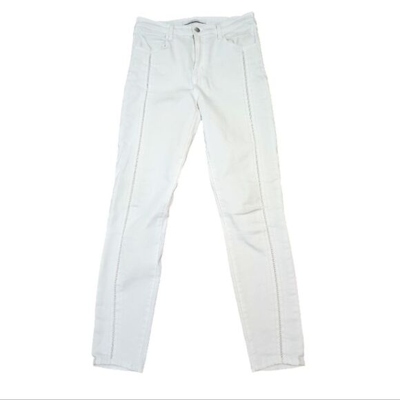 J BRAND Alana High-Rise White Ladder Lace Cropped Skinny Jeans Size 28 - Picture 4 of 12